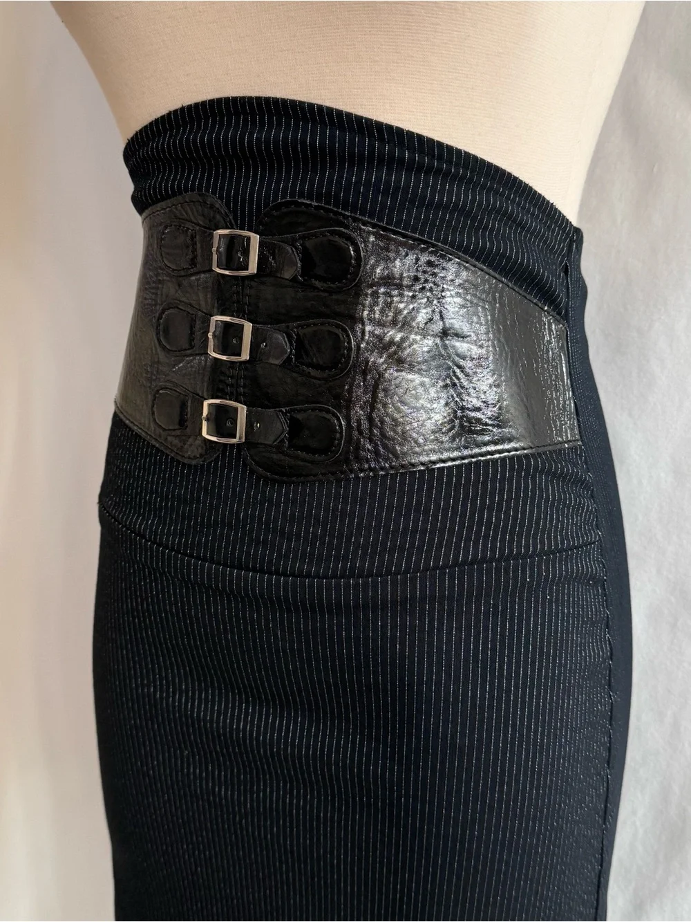Y2K High Waist Pinstripe Pencil Skirt
